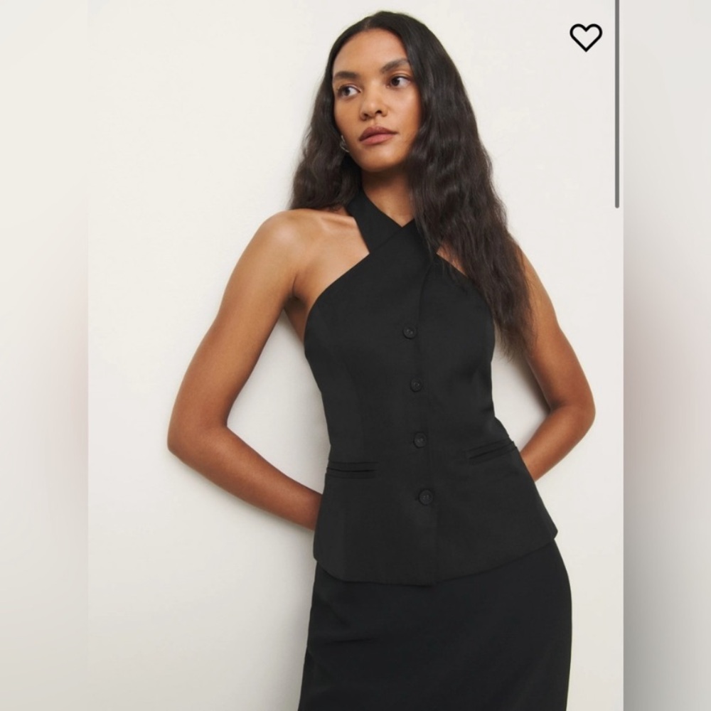 Reformation Black Halter Top